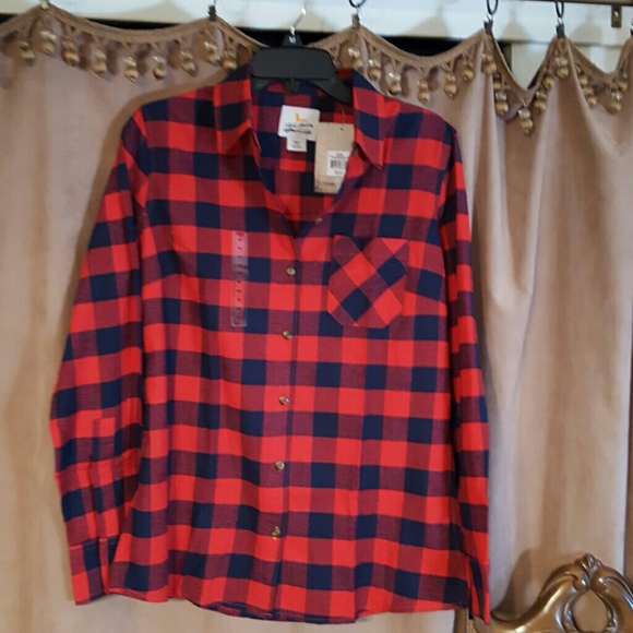 field and stream Tops - Women's Black and red flannel new with tags